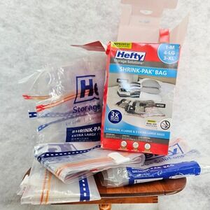 Hefty‎ Storage Solutions Shrink-Pak Bags 4 total 1-Medium 2-XL